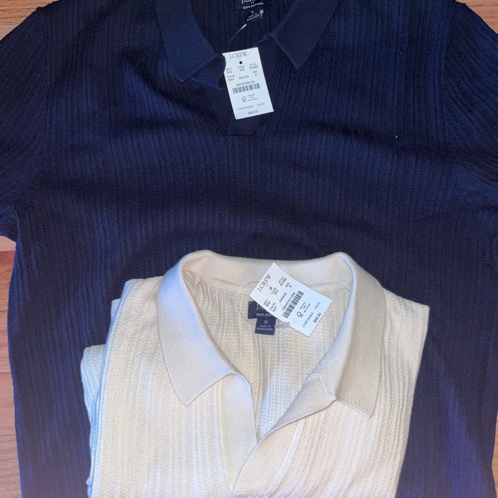 Lacoste Navy and Cream Polo Shirts